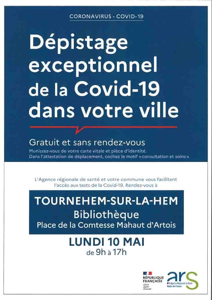 Depistage covid 1 tournehem